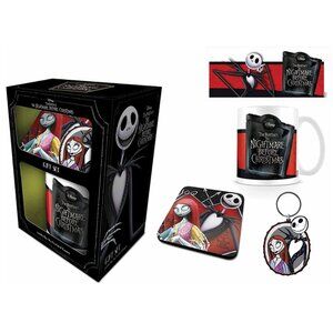 Nightmare Before Christmas Jack and Sally Gift Set - Mug, Coaster and Keychain